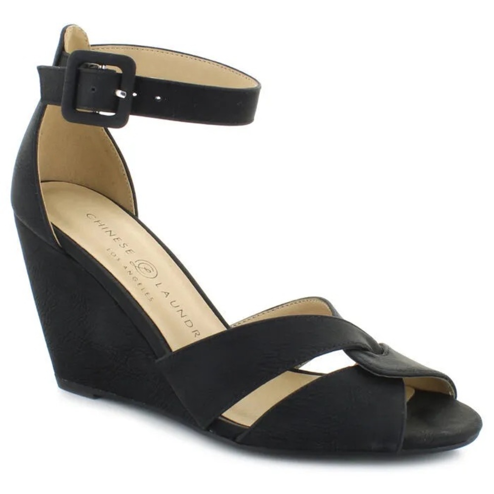 Chinese Laundry Black Wedge Sandal